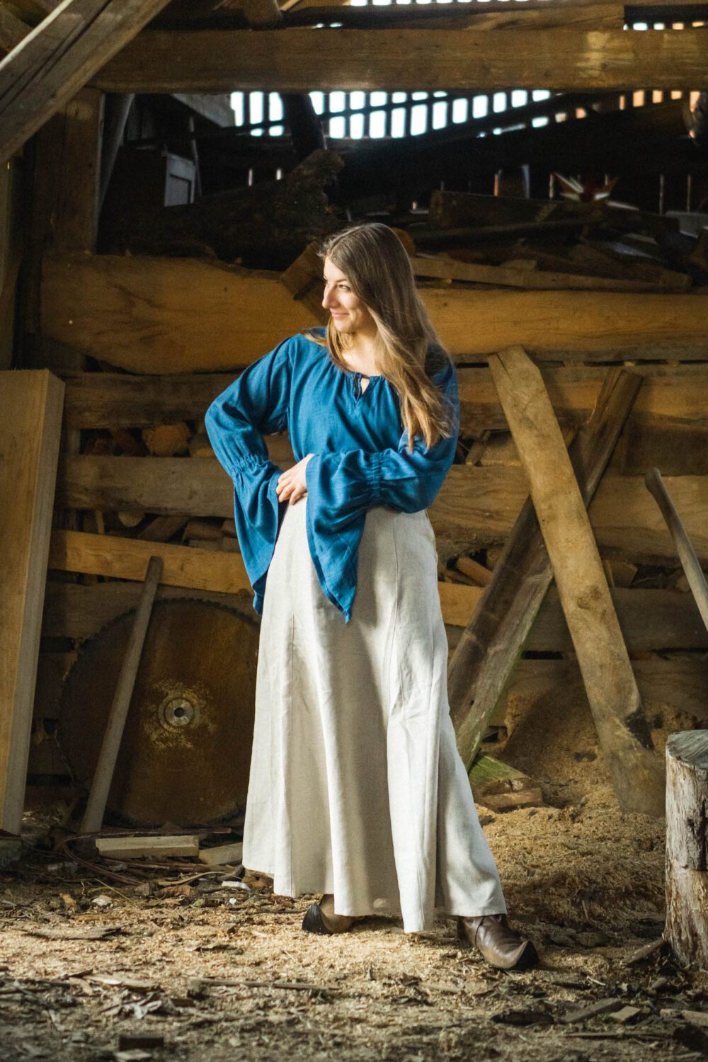 Baumwollbluse mit Trompetenärmel Modell Lara