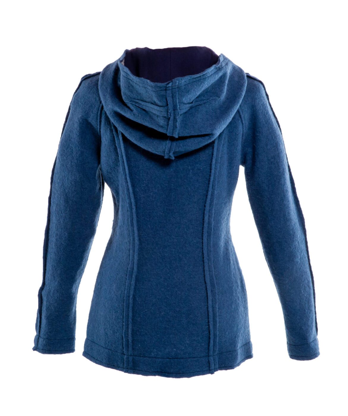 GetNatural-Kapuzenjacke-Nele-5810 Wollwalk-Kurzjacke Modell Nele in blau mit Kapuze