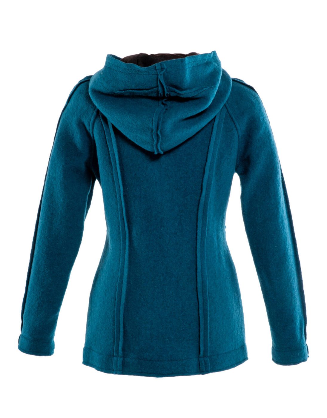 GetNatural-Kapuzenjacke-Nele-5815 Wollwalk-Kurzjacke Modell Nele in türkis mit Kapuze