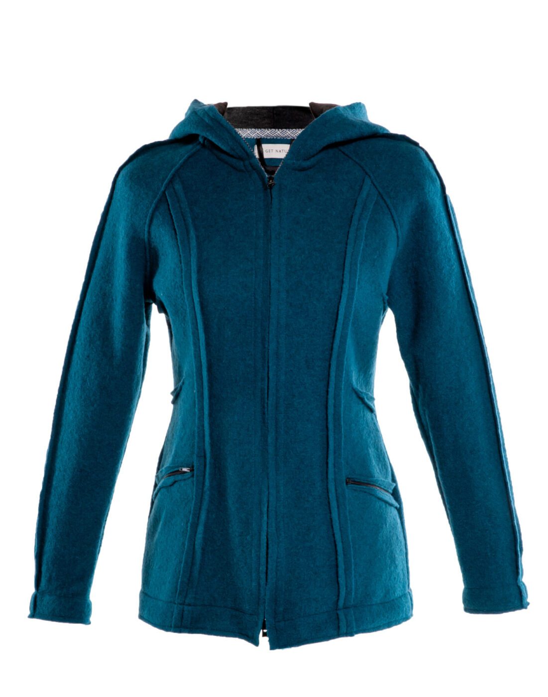 GetNatural-Kapuzenjacke-Nele-5817 - Kopie Wollwalk-Kurzjacke Modell Nele in türkis mit Kapuze
