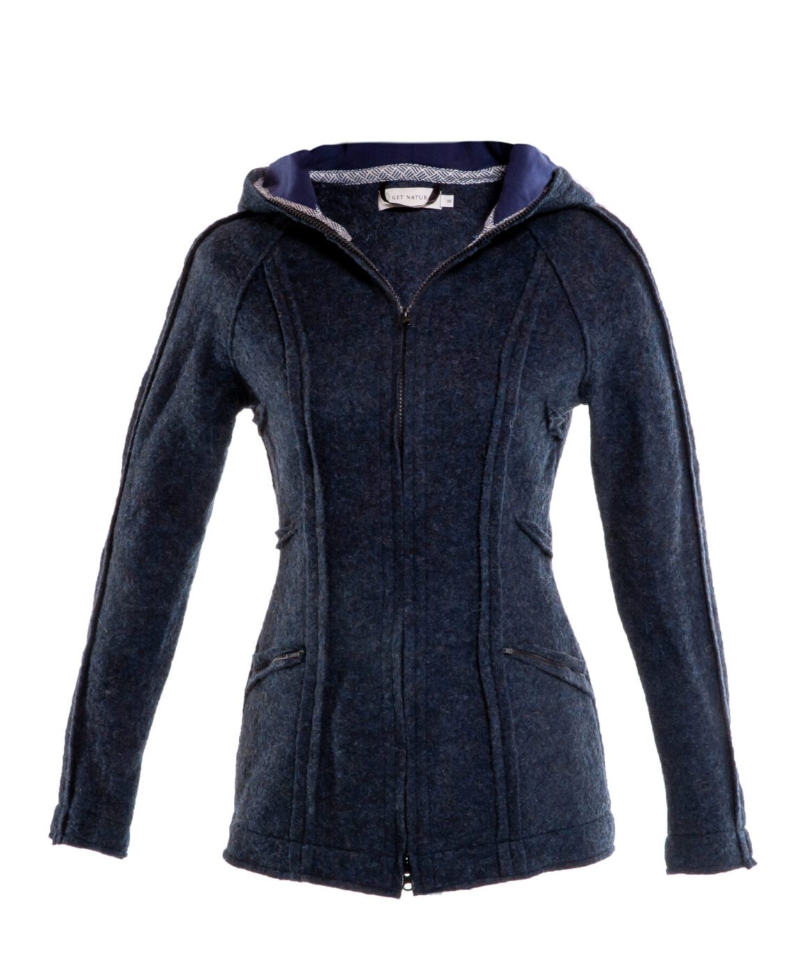 GetNatural-Kapuzenjacke-Nele-5824 - Kopie Wollwalk-Kurzjacke Modell Nele in grau mit Kapuze