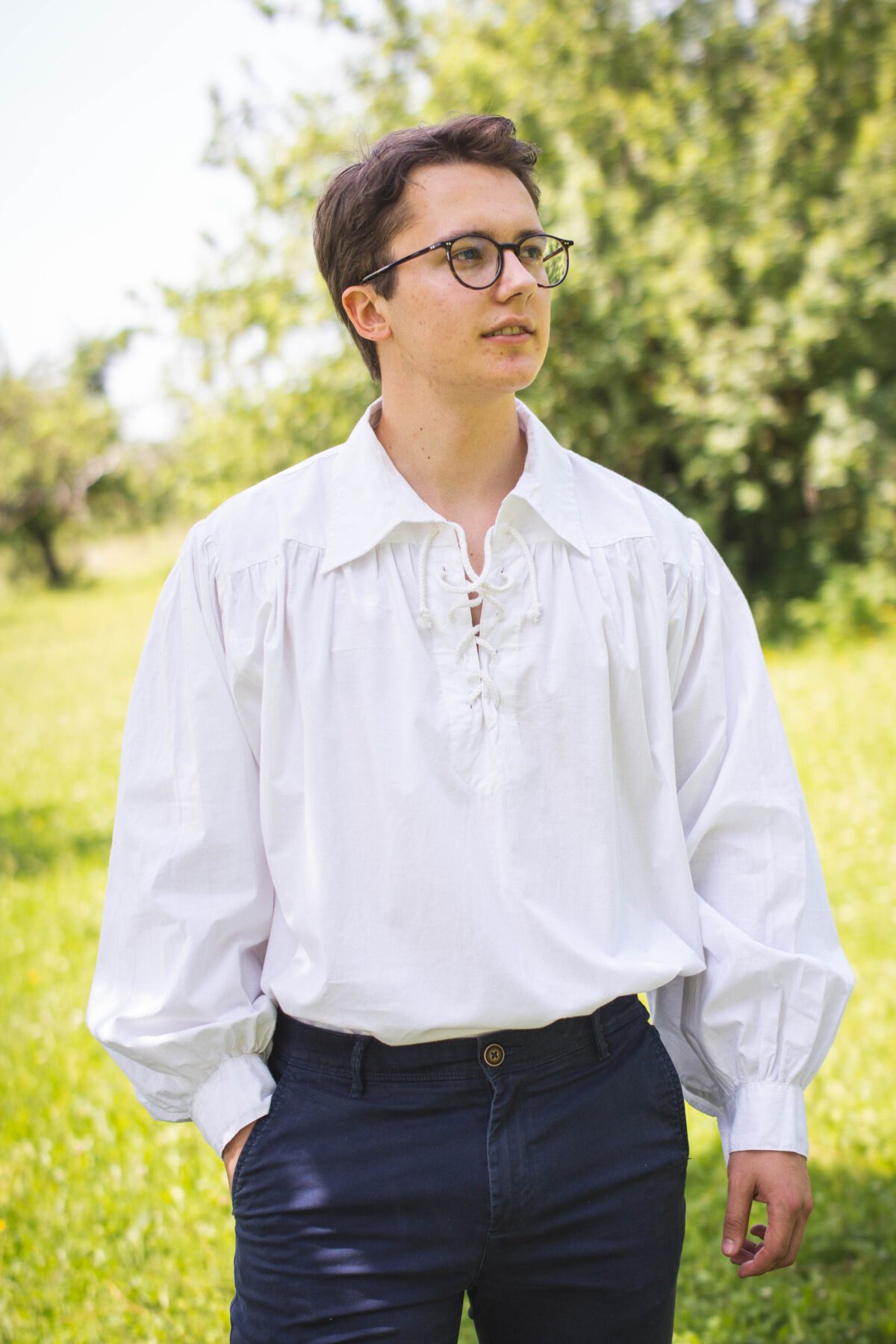 Renaissancehemd Piratenhemd mit spitzem Kragen Vincent – Bild 5