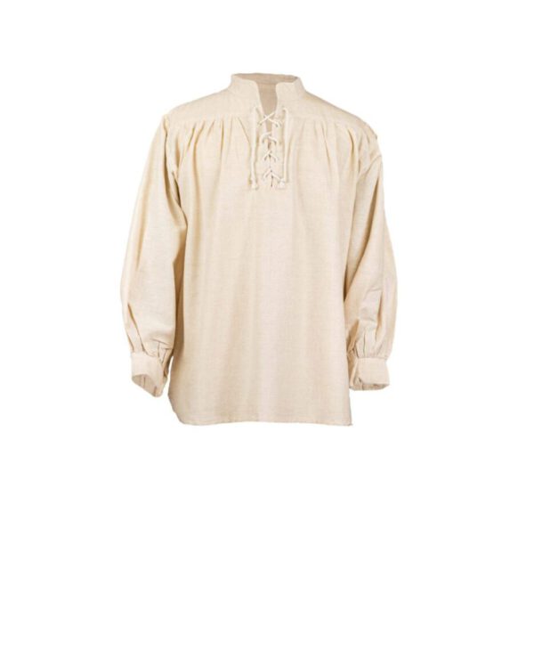Stehkragenhemd aus mittelschwerer Baumwolle Modell Konrad – Beige, S