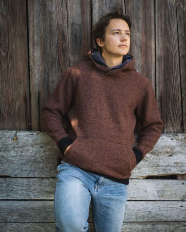 Virgin wool hoodie model Luca
