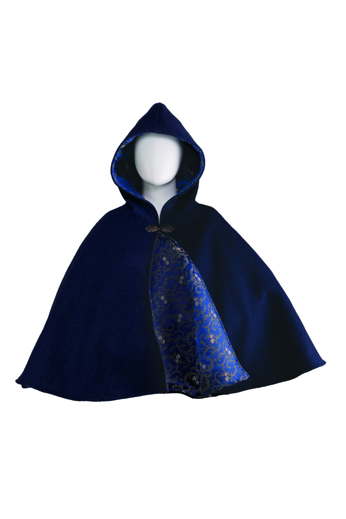 Gugel Kurzcape aus Schurwolle Modell Neve in blau