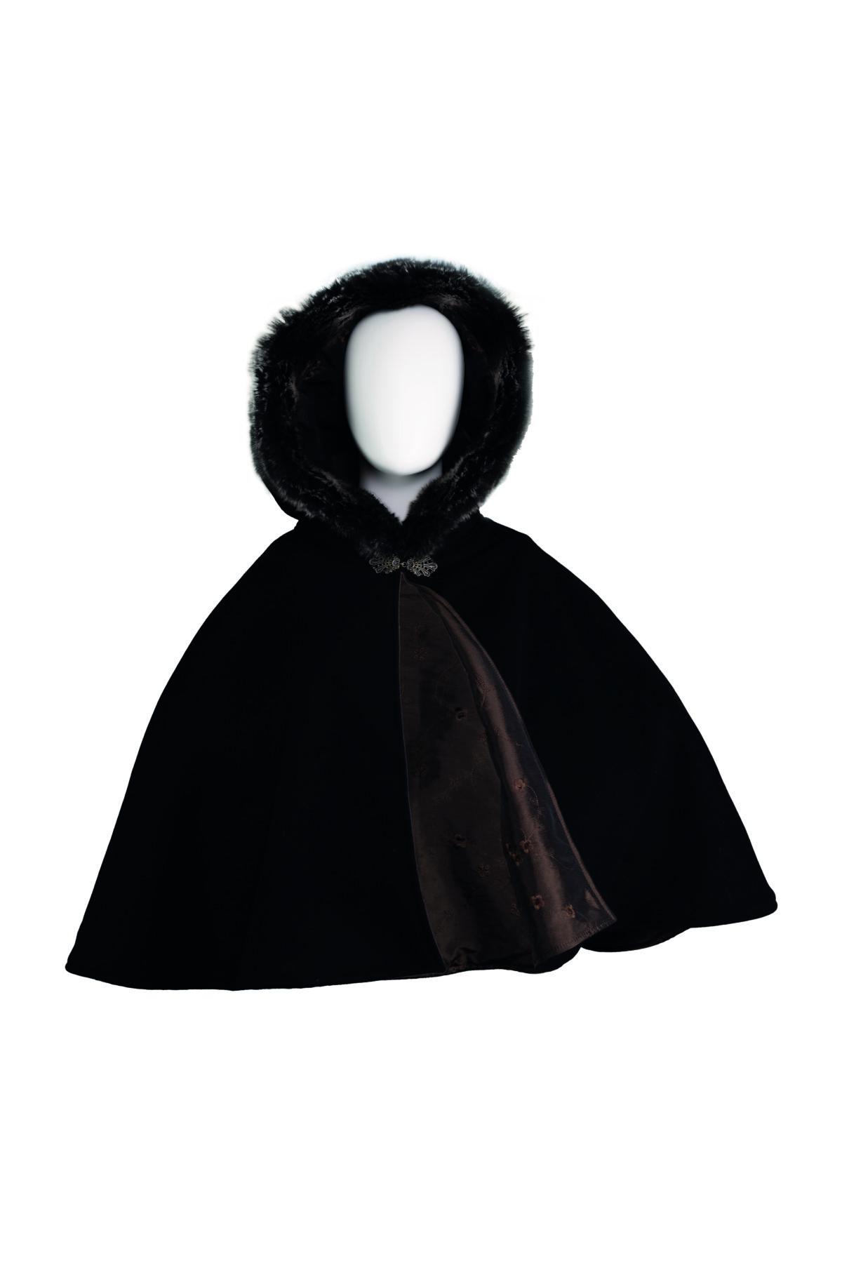 Get_Natural_Fotos_Hochkant12-Shney-S-B Gugel Kurzcape aus Schurwolle Modell Shney mit Fell an der Kapuze