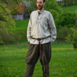 Stehkragenhemd mit Schnürung aus Leinen Modell Jannis - Thumbnail Image 1