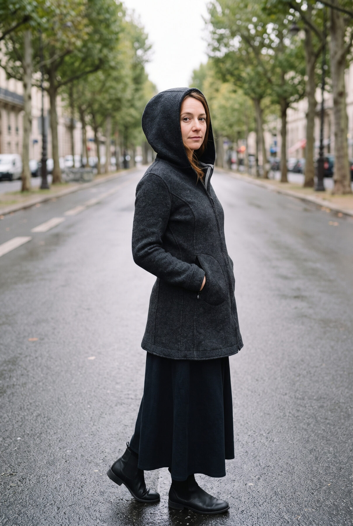 Wollwalk-Mantel mit Kapuze Modell Daniela – Bild 7