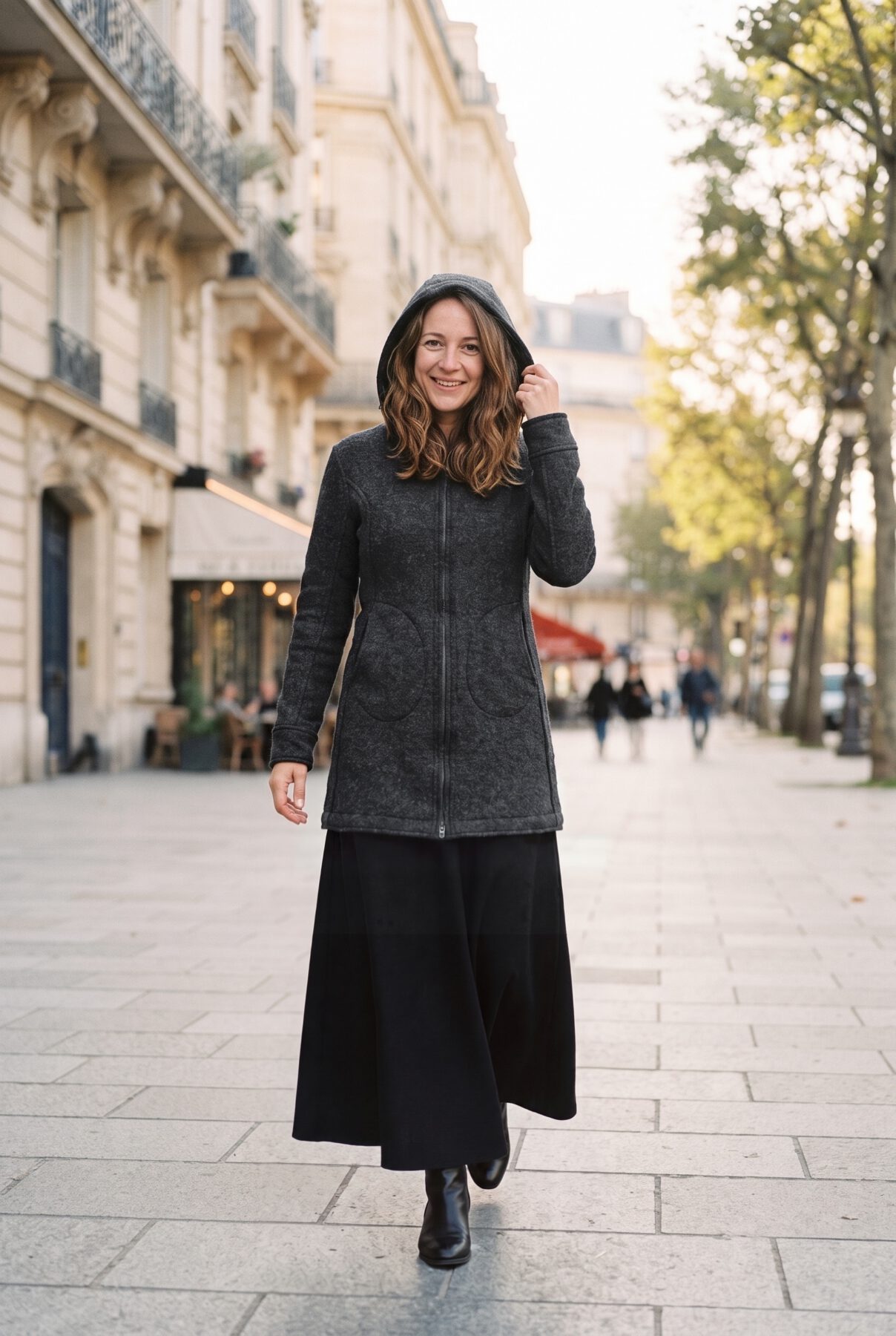 Wollwalk-Mantel mit Kapuze Modell Daniela – Bild 6