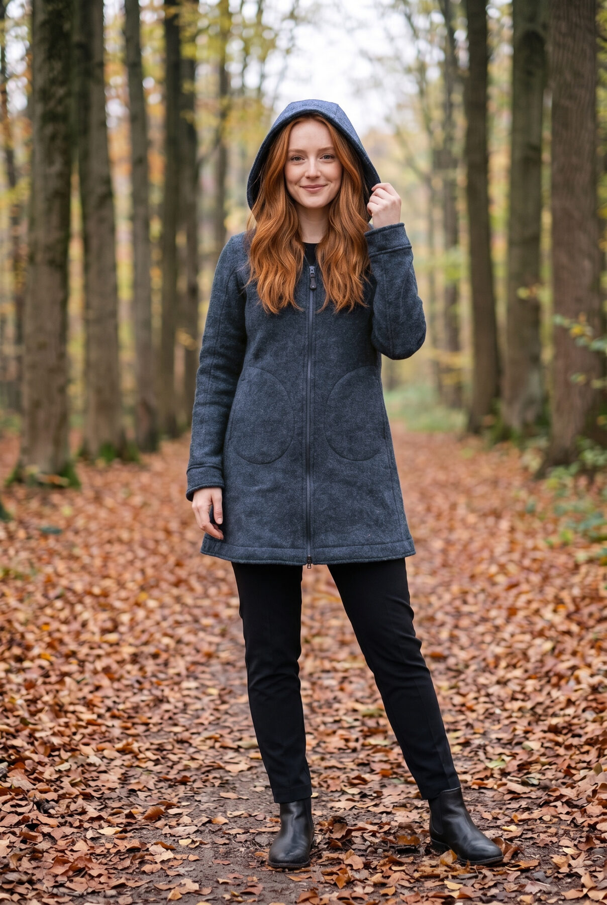 Wollwalk-Mantel mit Kapuze Modell Daniela – Bild 1