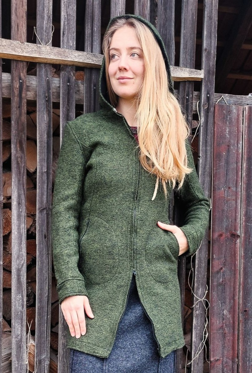Wollwalk-Mantel mit Kapuze Modell Daniela – Bild 3