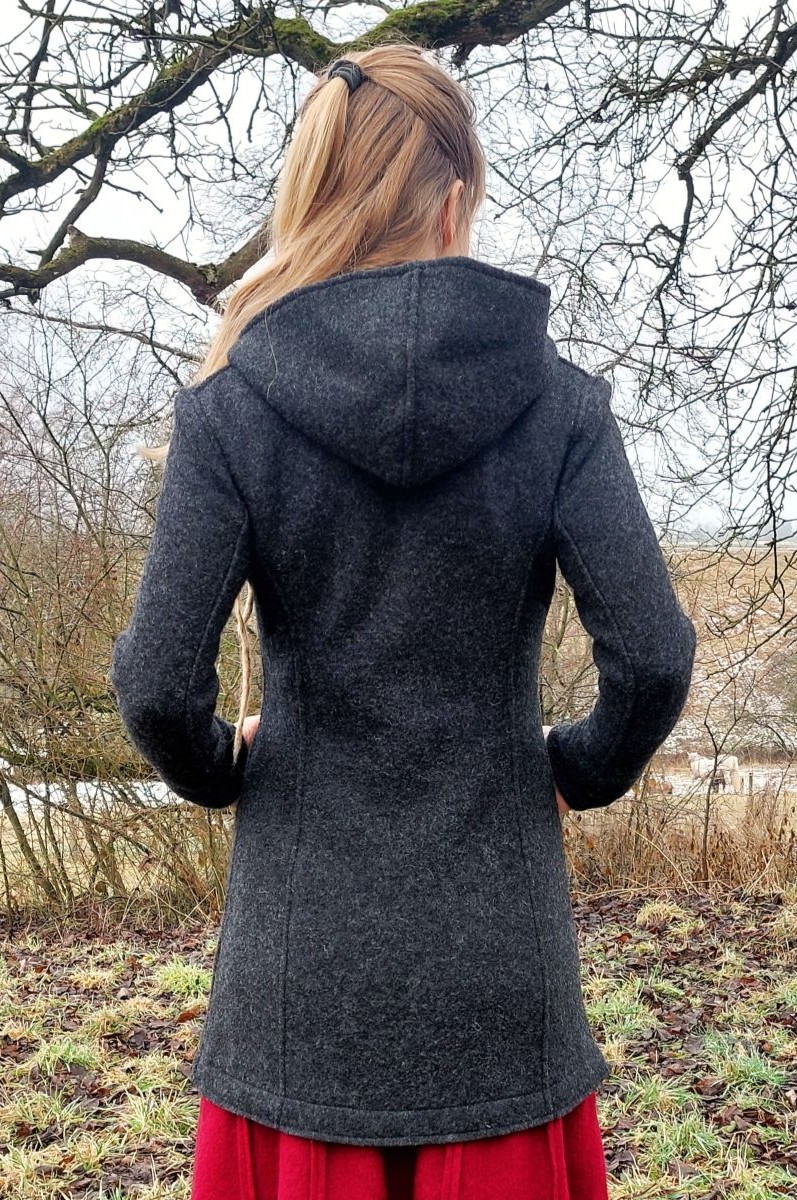 Wollwalk-Mantel mit Kapuze Modell Daniela – Bild 5